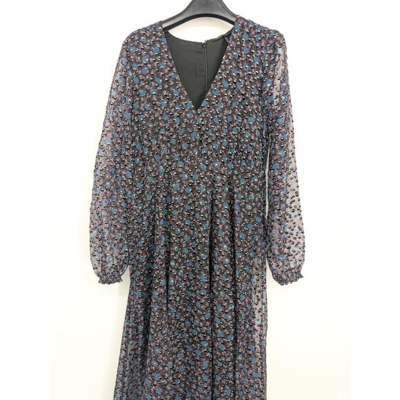 Maje Women’s Ravena Floral Burnout Ruffle Maxi Dress Size 1 Small 2D451 - Picture 3 of 10